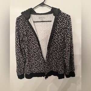 TOTAL GIRL GIRLS XL (18-1/2) PRINTED HOODIE FULL ZIPPER BLACK/GREY.